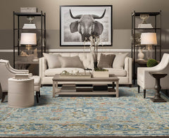 7' 9''x9' 10'' Light Blue Color Hand Knotted Persian 100% Wool Traditional Oriental Rug