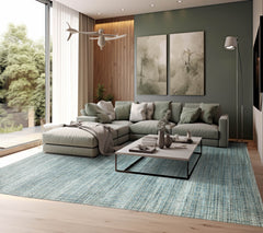 8x10 Blue LoomBloom Hand Knotted Modern & Contemporary Textured Tibetan 100% Wool Oriental Area Rug