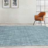 4x6 Blue LoomBloom Hand Knotted Modern & Contemporary Textured Tibetan 100% Wool Oriental Area Rug