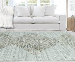 4x6 Gray, Green LoomBloom Hand Knotted Modern & Contemporary Textured Tibetan 100% Wool Oriental Area Rug