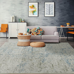 Multi Size Gray,Beige Hand Knotted Tibetan Wool/Bamboo Silk Modern & Contemporary Oriental Area Rug