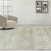 5' 9''x8' 4'' Beige Gray Color Hand Knotted Indo Oushak 100% Wool Southwestern Oriental Rug