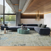 8' x9' 9'' Gray Beige Blue Color Hand Knotted Tibetan 100% Wool Modern & Contemporary Oriental Rug