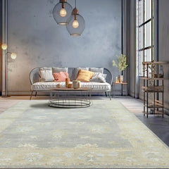 Multi Size Hand Knotted 100% Wool Oushak Traditional Oriental Area Rug Blue, Beige Color