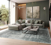 8x10 Tone on Tone Gray Hand Knotted 100% Wool Transitional Oriental Area Rug