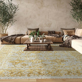 Multi Size Gray, Gold Hand Knotted 100% Wool Turkish Oushak Transitional Oriental Area Rug