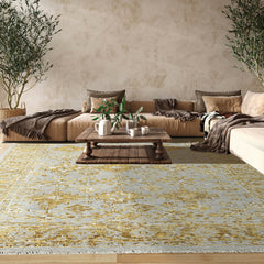Multi Size Gray, Gold Hand Knotted 100% Wool Turkish Oushak Transitional Oriental Area Rug