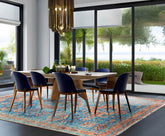 Multi Size Blue, Burnt Orange Hand Knotted Arts & Crafts 100% Wool Turkish Oushak Traditional Oriental Area Rug