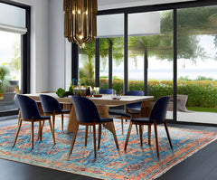 Multi Size Blue, Burnt Orange Hand Knotted Arts & Crafts 100% Wool Turkish Oushak Traditional Oriental Area Rug