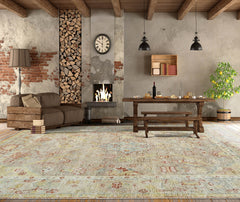 9x12 Tan, Beige Hand Knotted Afghan Oushak 100% Wool Oushak Traditional Oriental Area Rug