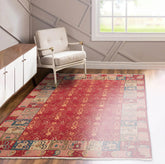 5' 11''x8' 11'' Rust Mint Raspberry Color Hand Knotted Soumak 100% Wool Traditional Oriental Rug