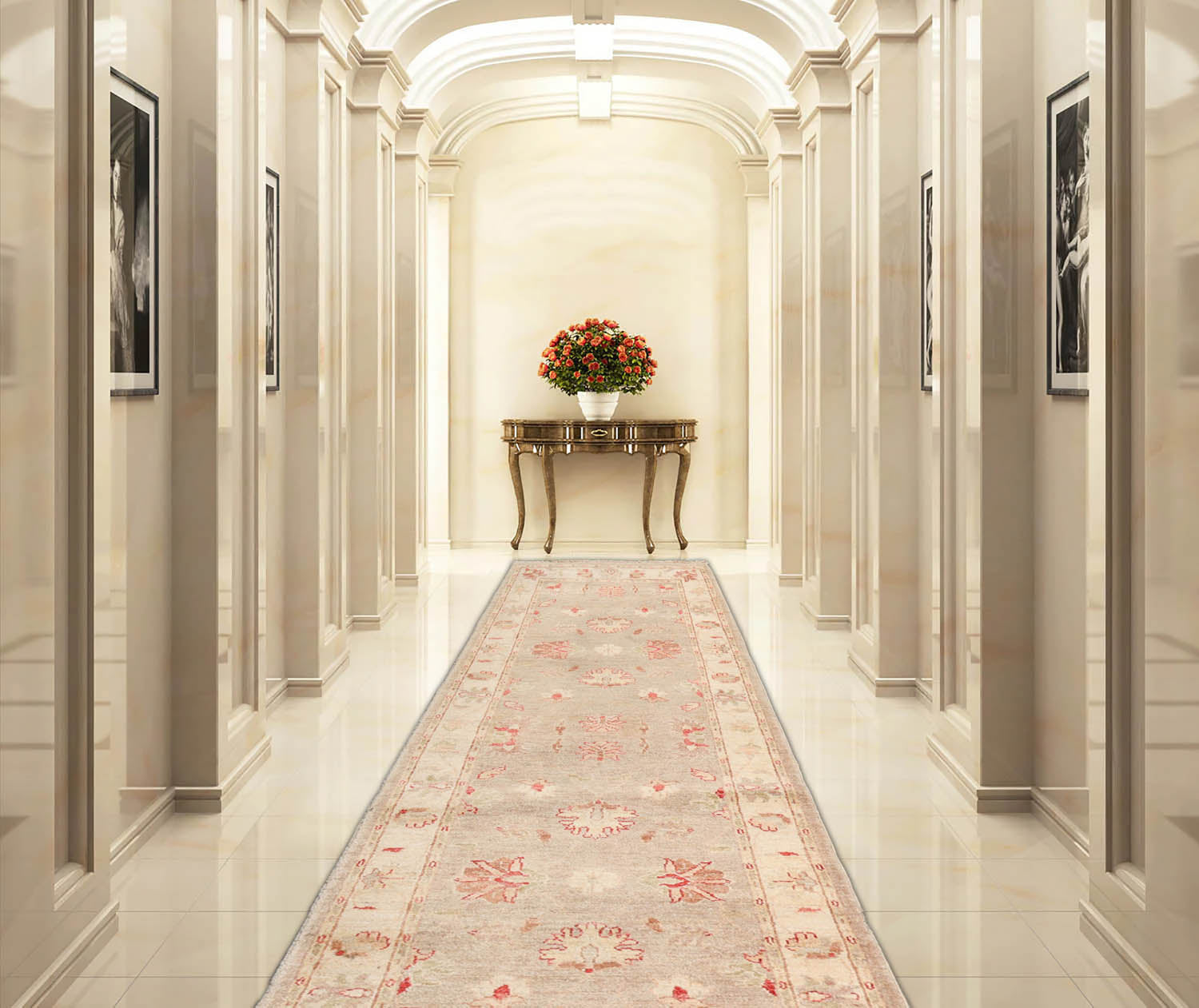 2' 8''x9' 9'' toupe Beige Coral Color Hand Knotted Persian 100% Wool Traditional Oriental Rug