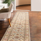 2' 7''x13' 4'' Beige Green Coral Color Hand Knotted Persian 100% Wool Traditional Oriental Rug