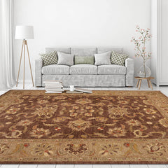 9' x12' Brown Tan Sage Color Hand Knotted Persian 100% Wool Traditional Oriental Rug