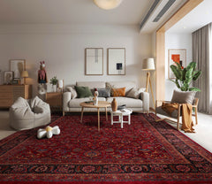 11' 4''x16' 4'' Burgundy Midnight Blue Burnt Orange Color Hand Knotted Persian 100% Wool Traditional Oriental Rug