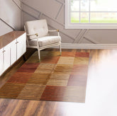 4' 2''x5' 3'' Rust Gold Tan Color Hand Knotted Tibetan 100% Wool Traditional Oriental Rug