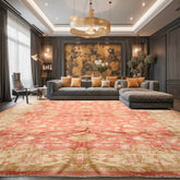 10x14 Hand Knotted 100% Wool Chobi Peshawar Traditional Oriental Area Rug Raspberry, Beige Color