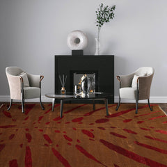 9x12 Hand Knotted Tibetan 100% Wool Michaelian & Kohlberg Modern & Contemporary Oriental Area Rug Brown,Rusty Red Color