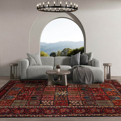 8x10 Hand Knotted 100% Wool Bhakhtiari Traditional Oriental Area Rug Navy, Red Color