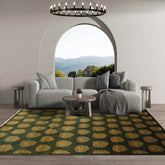 6x9 Hand Knotted Tibetan 100% Wool Damask Traditional Oriental Area Rug Green, Gold Color