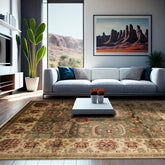 6x9 Hand Knotted Oushak 100% Wool Kalaty Traditional Oriental Area Rug Green, Beige Color