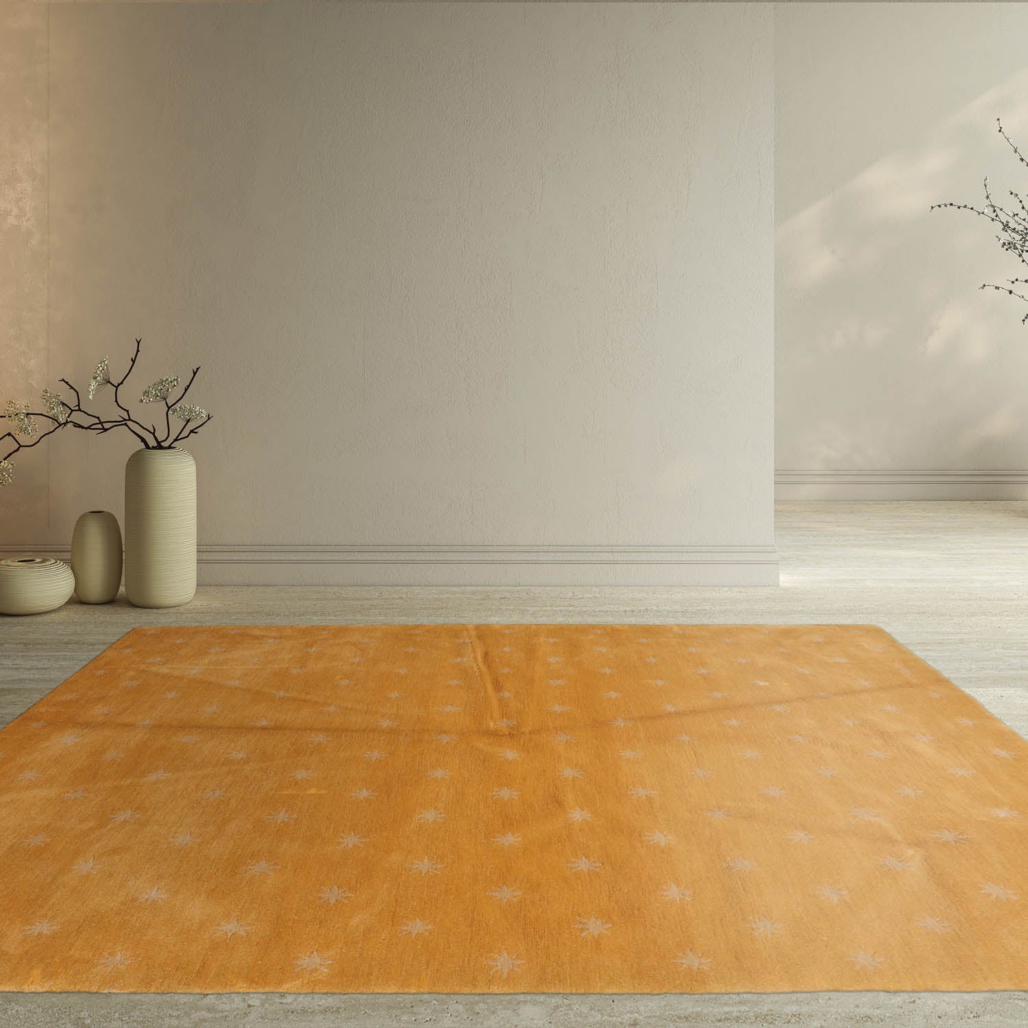 4' 3''x5' 11'' Gold Beige Color Hand Knotted Tibetan 100% Wool Transitional Oriental Rug