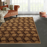4' 11''x7' Brown Moss Turquoise Color Hand Knotted Tibetan 100% Wool Modern & Contemporary Oriental Rug