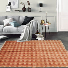 4' x6' Peach Rust Beige Color Hand Knotted Tibetan 100% Wool Modern & Contemporary Oriental Rug