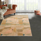 3' 10''x6' 3'' Beige Mint Rose Color Hand Knotted Tibetan 100% Wool Modern & Contemporary Oriental Rug