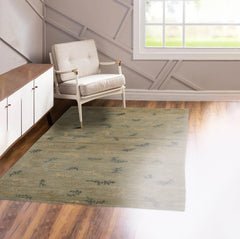 2' 11''x6' 2'' Moss Beige Gray Color Hand Knotted Tibetan 100% Wool Modern & Contemporary Oriental Rug