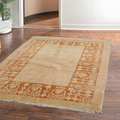 4' x6' Beige Caramel Color Hand Knotted Persian 100% Wool Traditional Oriental Rug