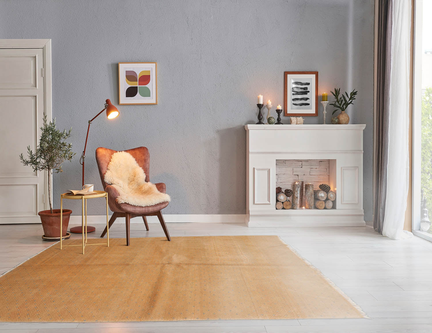 4' x6' 2'' Light Gold Blue Beige Color Hand Knotted Tibetan 100% Wool Traditional Oriental Rug