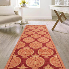 2' 11''x11' 10'' Rust Peach Light Gold Color Hand Knotted Tibetan 100% Wool Modern & Contemporary Oriental Rug