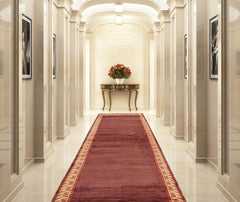 3' 2''x13' 9'' Rust Beige Color Hand Knotted Tibetan 100% Wool Modern & Contemporary Oriental Rug