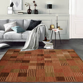 4' 1''x6' 2'' Rose Beige Brown Color Hand Knotted Tibetan 100% Wool Modern & Contemporary Oriental Rug