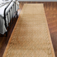 3' 9''x9' Beige Sage Tan Color Hand Knotted Tibetan 100% Wool Transitional Oriental Rug