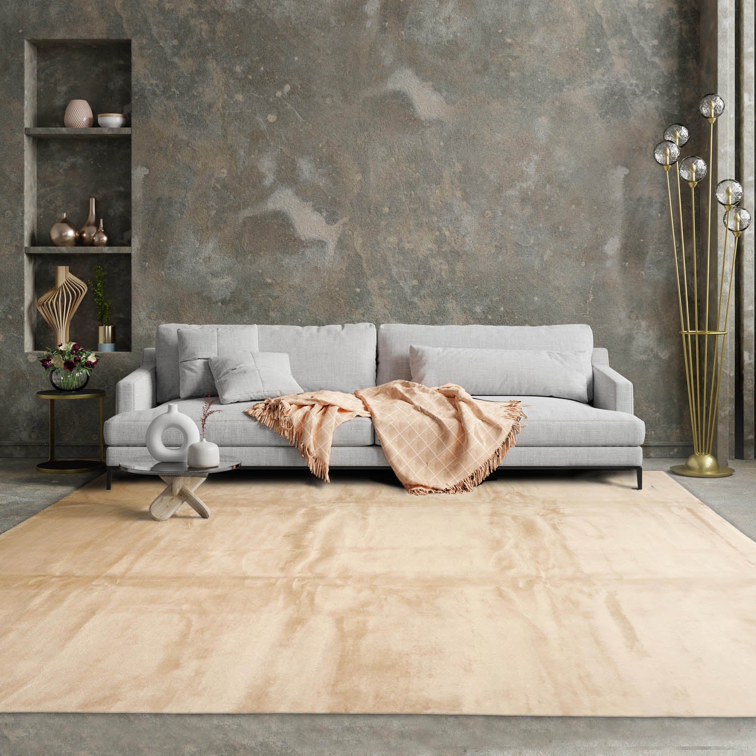 9' x12' Ivory Color Hand Knotted Tibetan 100% Wool Modern & Contemporary Oriental Rug