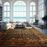 Palace Hand Knotted 100% Wool Agra Traditional Oriental Area Rug Charcoal,Sage Color