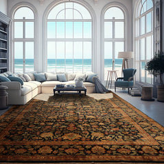 Palace Hand Knotted 100% Wool Agra Traditional Oriental Area Rug Charcoal,Sage Color