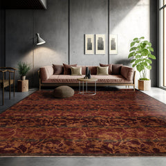 10x14 Hand Knotted 100% Wool Peshawar Transitional Oriental Area Rug Rust, Olive Color