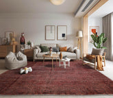 9x12 Hand Knotted Distress Quality 100% Wool Peshawar Modern & Contemporary Oriental Area Rug Rust, Charcoal Color