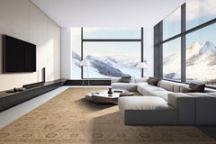 Palace Hand Knotted Oushak 100% Wool Traditional 200 KPSI Oriental Area Rug Beige, Ivory Color