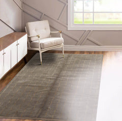 6x9 Hand Knotted Tibetan 100% Wool Tufenkian Modern & Contemporary Oriental Area Rug Tone On Tone,Gray Color