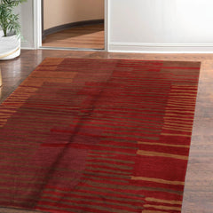 6x9 Hand Knotted Tibetan 100% Wool Tufenkian Modern & Contemporary Oriental Area Rug Rust, Brown Color