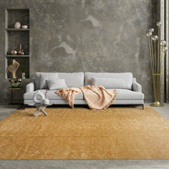 9x12 Hand Knotted Tibetan Wool and Silk Damask Transitional Oriental Area Rug Tone On Tone, Gold Color