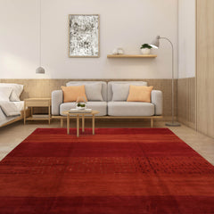 9x12 Hand Knotted Tibetan Wool and Silk Michaelian & Kohlberg Modern & Contemporary Oriental Area Rug Raspberry, Burnt Orange Color