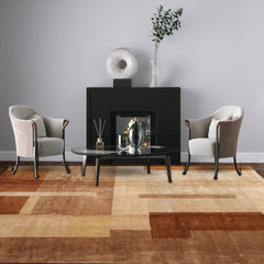 9x12 Hand Knotted Tibetan Wool and Silk Michaelian & Kohlberg Modern & Contemporary Oriental Area Rug Beige, Brown Color