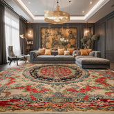 10x14 Hand Knotted Caucasian 100% Wool Caucasian Traditional Oriental Area Rug Beige, Navy Color