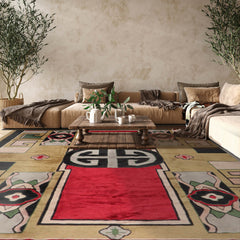 10x14 Hand Knotted Tibetan 100% Wool Art Deco Oriental Area Rug Pistacchio, Red Color