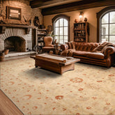 Palace Hand Knotted Oushak 100% Wool Traditional Oriental Area Rug Warm Beige, Caramel Color